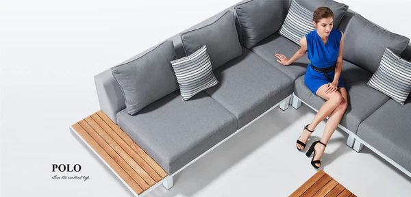 Thailand Outdoor Furniture Polo 5 Seater Corner Sofa Set
