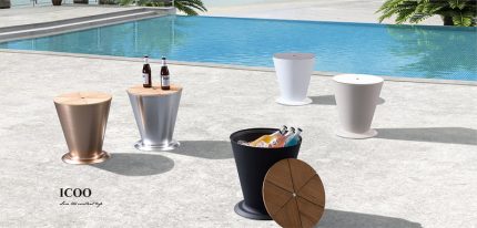 Thailand-Outdoor-Furniture-Icoo-Side-Table-Ice-Bucket-Teak-Top-Beige